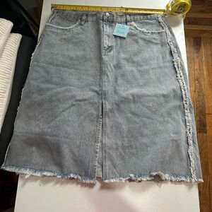 Hayden Denim Frayed Pencil Skirt